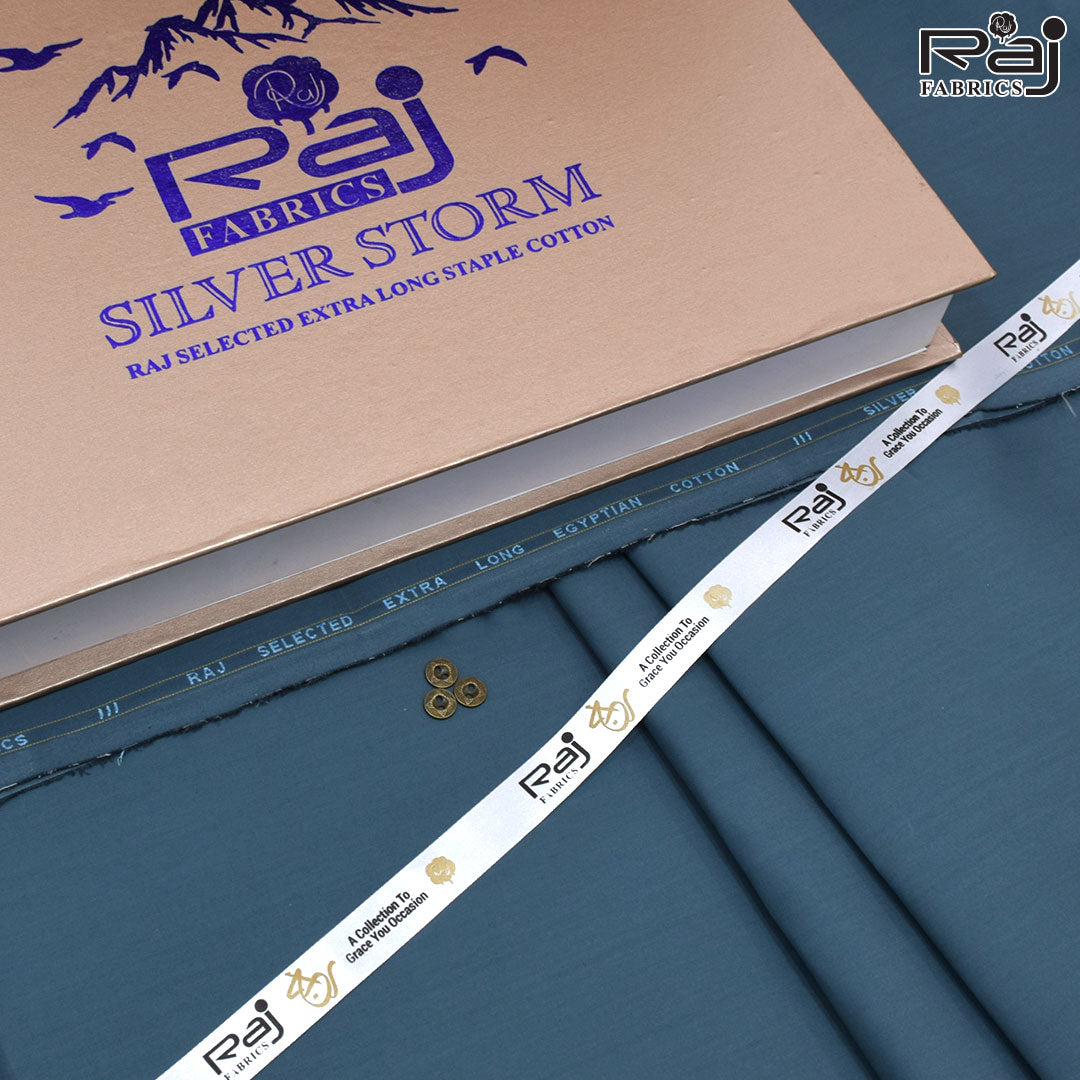 Silver Storm | Latha | Stiff Finish | Teal Blue