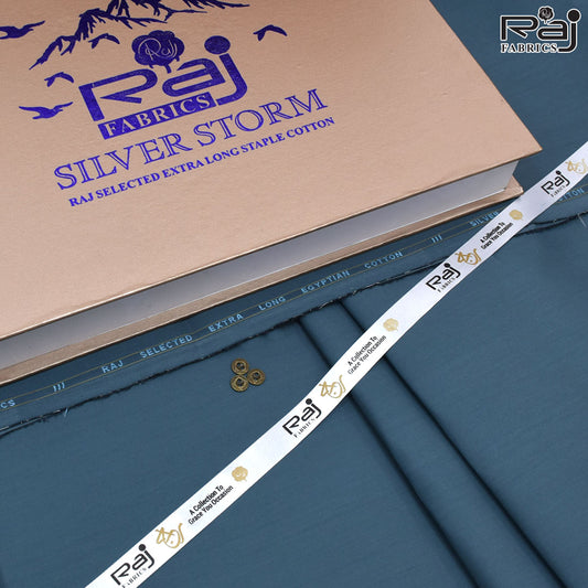 Silver Storm | Latha | Stiff Finish | Teal Blue
